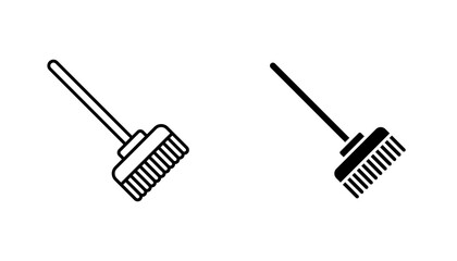 Broom icon in editable stroke and flat vector illustrations
