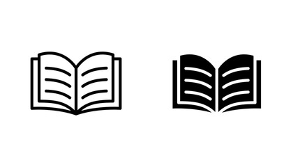 open book icon in editable stroke and flat vector illustrations