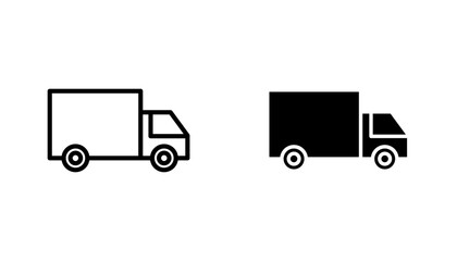 Truck icon in editable stroke and flat vector illustrations