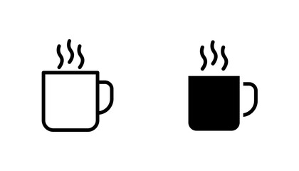 Mug icon in editable stroke and flat vector illustrations