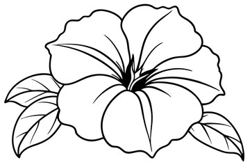 Fototapeta premium petunia silhouette line art vector illustration with a white background