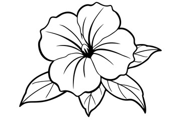 petunia silhouette line art vector illustration with a white background
