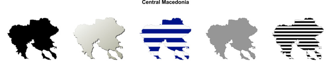 Central Macedonia (Greece) blank outline map set