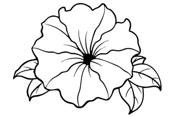 petunia silhouette line art vector illustration with a white background