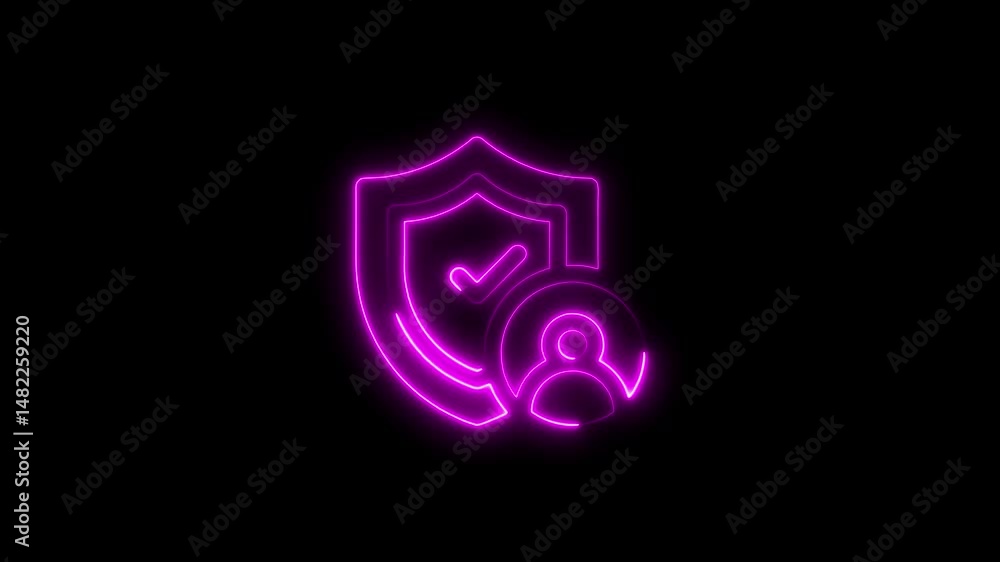 Aufkleber glowing neon animation of secure user account and data protection symbol