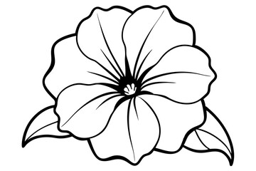 petunia silhouette line art vector illustration with a white background