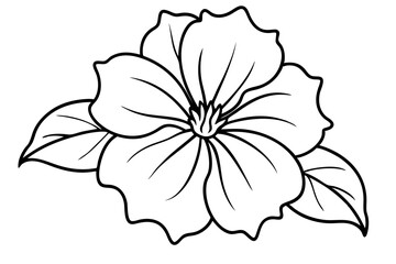 petunia silhouette line art vector illustration with a white background