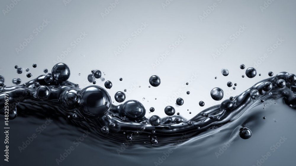 Poster a smooth wave of dark water with bubbles creating a serene and calming effect.