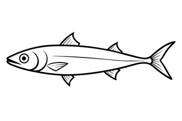 sardine silhouette line art vector illustration with a white background
