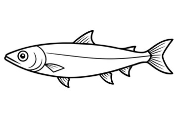 sardine silhouette line art vector illustration with a white background