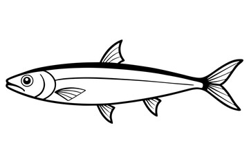 sardine silhouette line art vector illustration with a white background