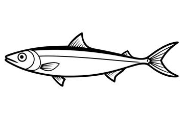 sardine silhouette line art vector illustration with a white background