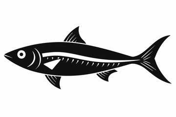 Naklejka premium sardine silhouette line art vector illustration with a white background