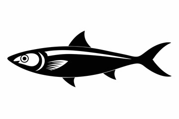 sardine silhouette line art vector illustration with a white background