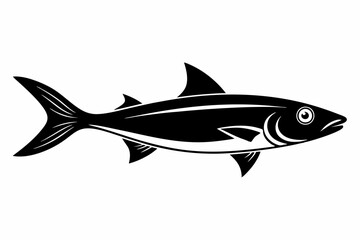sardine silhouette line art vector illustration with a white background