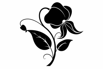 Obraz premium sweet pea silhouette line art vector illustration with a white background