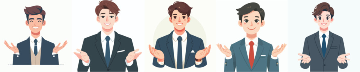 vector businessman open hand gesture