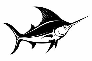 Obraz premium swordfish silhouette line art vector illustration with a white background