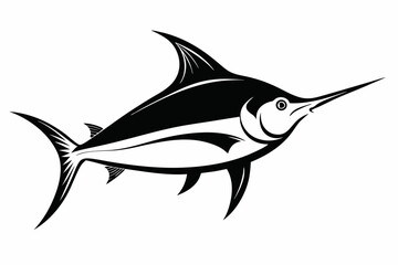 Obraz premium swordfish silhouette line art vector illustration with a white background