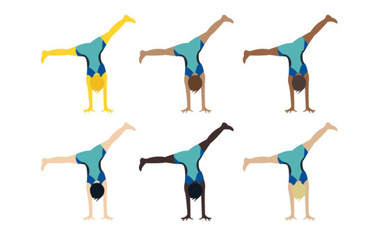 person cartwheeling cartwheel vector symbol sign icon illustration vector sports hand stand gymnastics