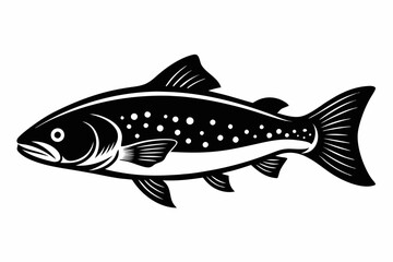 trout silhouette line art vector illustration with a white background