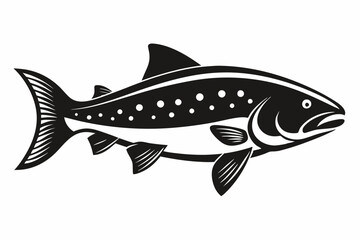 trout silhouette line art vector illustration with a white background