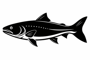trout silhouette line art vector illustration with a white background