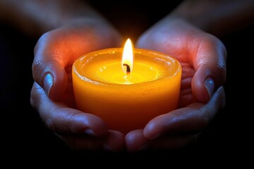 Hands holding a candle, lighting up the darkness with hope and compassion for people in need of support.