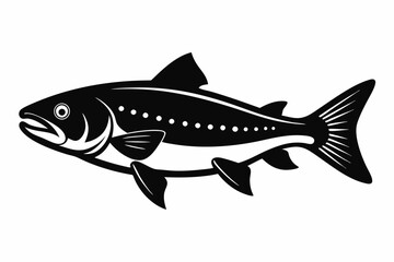trout silhouette line art vector illustration with a white background