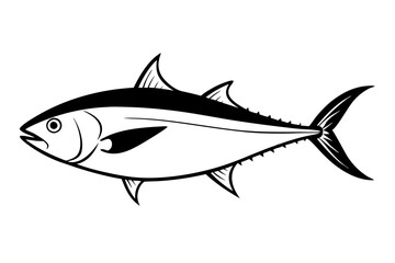 tuna silhouette line art vector illustration with a white background
