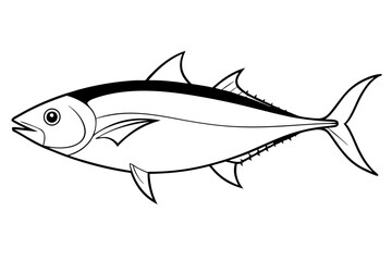 tuna silhouette line art vector illustration with a white background