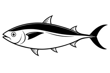 tuna silhouette line art vector illustration with a white background