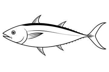 tuna silhouette line art vector illustration with a white background