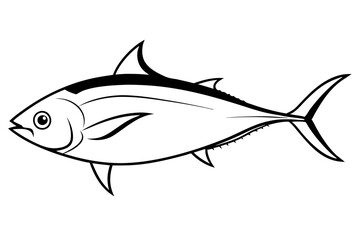 tuna silhouette line art vector illustration with a white background