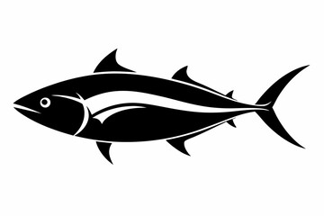 tuna silhouette line art vector illustration with a white background