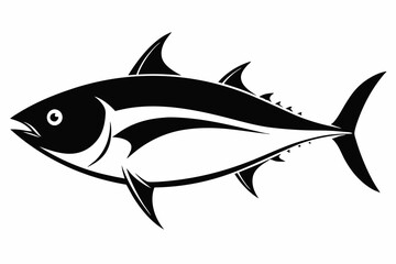 tuna silhouette line art vector illustration with a white background