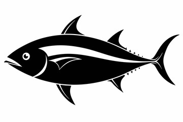 tuna silhouette line art vector illustration with a white background