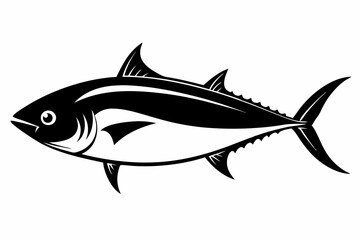 tuna silhouette line art vector illustration with a white background