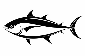 tuna silhouette line art vector illustration with a white background