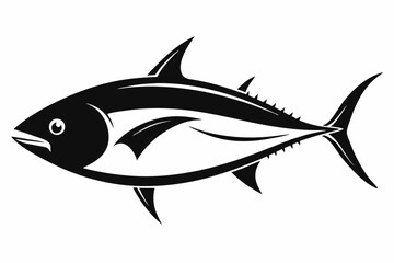 tuna silhouette line art vector illustration with a white background