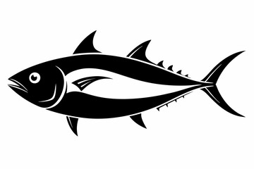 tuna silhouette line art vector illustration with a white background