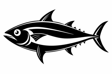 tuna silhouette line art vector illustration with a white background