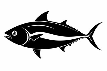 tuna silhouette line art vector illustration with a white background