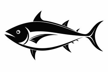tuna silhouette line art vector illustration with a white background
