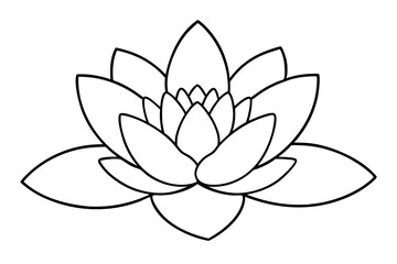 water lily silhouette line art vector illustration with a white background