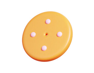 Fototapeta premium A 3D-rendered image of a round, orange cracker with three white dots