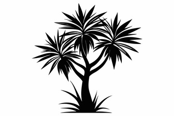 yucca silhouette line art vector illustration with a white background