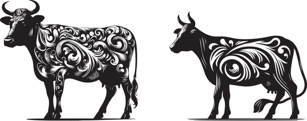 Cute Standing Cow Cartoon Vector – Cow No 5