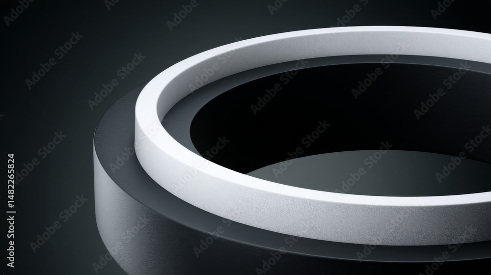 Poster abstract close-up of a modern, sleek circular design with contrasting textures and colors.