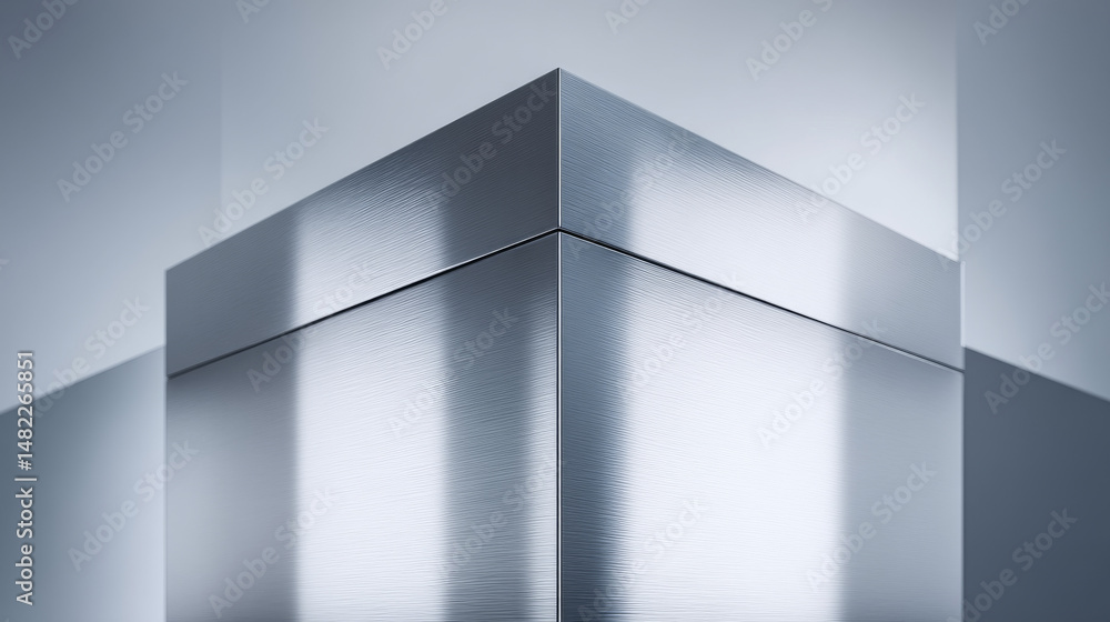 Poster abstract close-up of a sleek metallic structure with sharp angles and reflections.